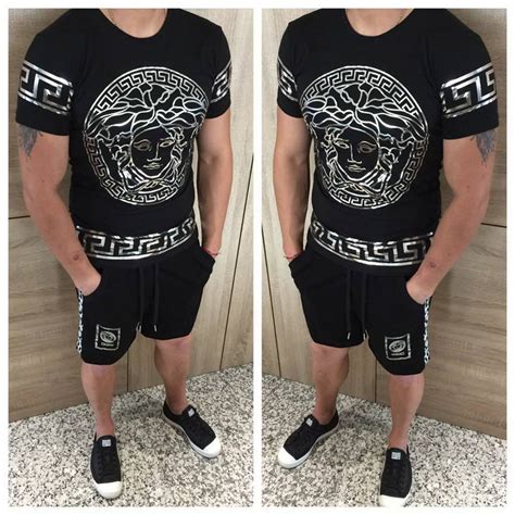 mens versace short sets|Versace shorts and shirt set.